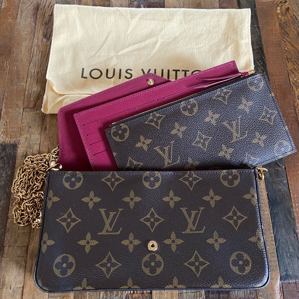 Auth Louis Vuitton Felicie Pochette Brown Monogram